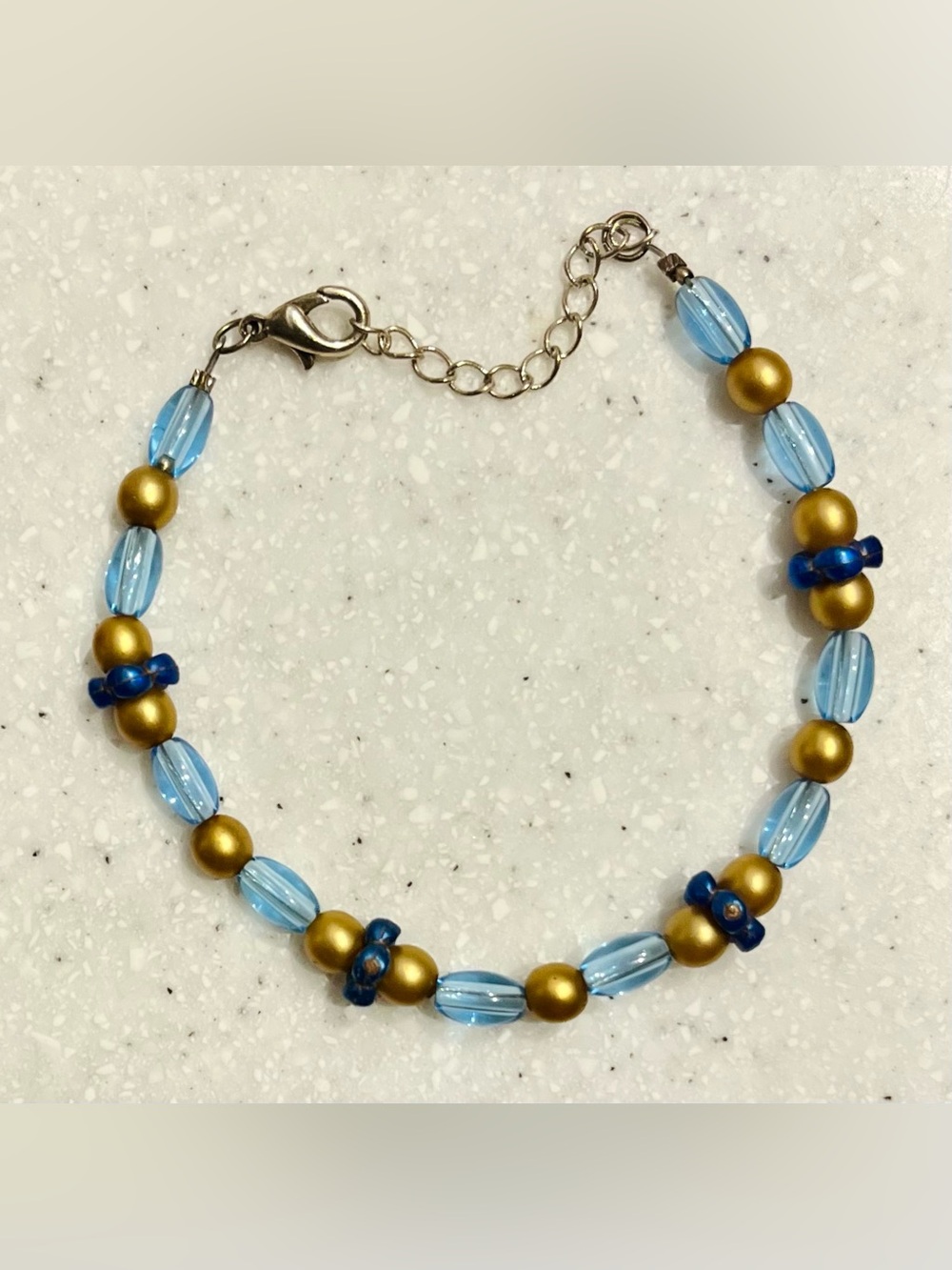 Vintage Blue and Gold Beaded Bracelet